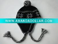 Wholesale 2011 sheepwool jacquard knitted crochet ear hat for children