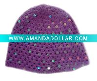 Wholesale fashion ladies' crochet hat with sequins