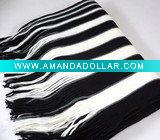 Wholesale 100%acrylic black-white stripe plain yarn dyed warp knitted scarf