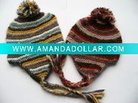Wholesale Winter knitted kid long ear flap cap