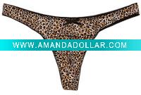 100% Silk "Leopard grain" Printed Knit Thong