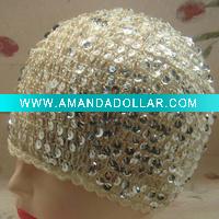 fashion ladies knitted paillette beanie hat