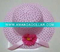 girl baby crochet straw hat and handmade straw baby hat SHU-11286