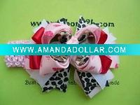 Wholesale pink flower crochet headband hair band