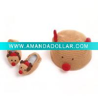 Wholesale Crochet 3D Baby Shoes with Hat Model:RE1224