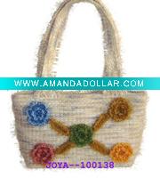 Wool crocheted tote bag