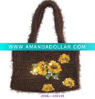 Wool crocheted tote bag