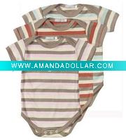 Wholesale 100% striped organic cotton baby romper