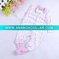 Wholesale 100% cotton long sleeves baby rompers