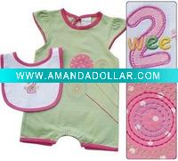 Wholesale lime colour romper with bib