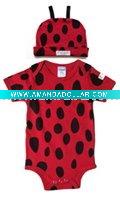 Wholesale fabric leather fur baby Infant Toddlers Ladybug Romper Costume Set bibs Clothing dresses baby sleeping bags t-shirts tee skirt