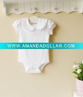 Wholesale 2011 summer baby romper 100% cotton plain white short bodysuit