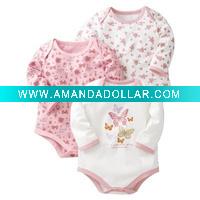 Wholesale lovely cotton long sleeves baby romper,baby clothes