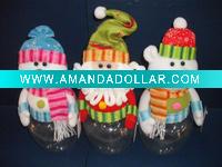 Wholesale christmas plastic candy jar santa snowman decoration