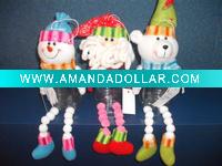 christmas flocking long leg plasic candy jar