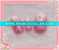 Wholesale white flower gradient rose pink nail kit (24 pcs)