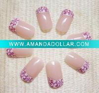 Wholesale rose pink classical pattern tip bare nail kit (24 pcs)