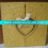 gloden embossing wedding invitation card