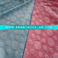 Embossing printed warp knitted fabric