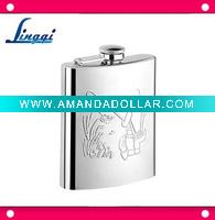 Wholesale stainless steel embossed hip flask