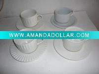 Wholesale 220cc porcelain tea cup & saucer stocklot , embossed