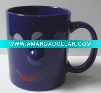 Colored Lovely embossed coffee mug with glaze