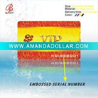 Plastic Golden Embossed Number Card