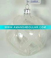 Wholesale Transparent white pattern christmas glass hanging ball