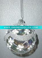 Wholesale Christmas hanging glass balls, w/silver pearl on the surface