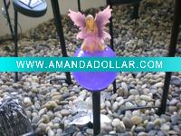 Wholesale solar garden ball with metal stand-violet fairy sitting on glass ball