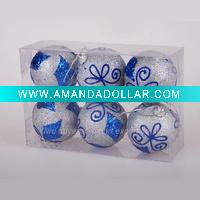 Wholesale LOT OF 24 BLUE CHRISTMAS BALL ORNAMENTS DECORATION NEW IN BOX!