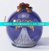 Wholesale GNle-5 Christmas Glass Globe Decoration with Spun Glass Angel Ornament