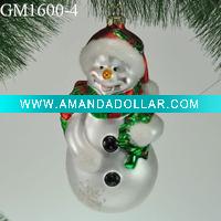 Wholesale glass christmas tree hanging snowman