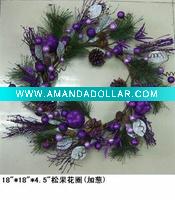 Wholesale christmas pine cone wreath(glitter)