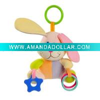Wholesale 6" Multicolor velvet Teething Toy - Hanging Bunny