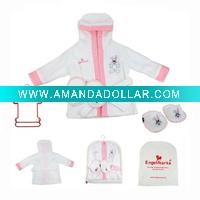 Embroided Hooded Baby Bathrobe Set