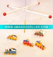 Wholesale baby toys car shape wooden mobile bells