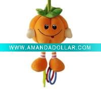 Wholesale 5.5" Multicolor Velvet Teething Toy- Hanging Pumpkin