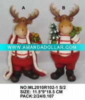 Wholesale 2asst reindeer in polyresin for christmas decorations