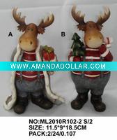 Wholesale 2asst reindeer christmas decoration in polyresin for decoration
