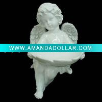 Wholesale polyresin angel figurines bird feeder
