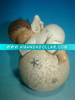 Wholesale 5.5"Polyresin baby face angel on ball