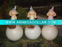 cute ceramic elf on ball garden decoration