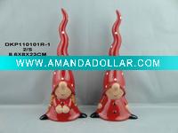 Wholesale fashionable lovely popular ceramic white glaze red soil good luck children boy and girl angel figurines red elfin chrisrmas