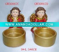 Wholesale polyresin candle holder with angel