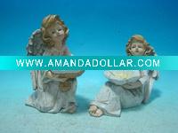 9"polyresin Italy angel with flower feeder