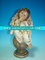 Wholesale 10.5"Polyresin garden angel sits on ball