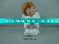 Wholesale Ceramic white glaze water christmas angel monuments