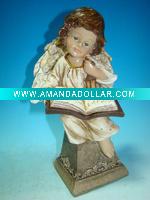 Wholesale 11.5"Polyresin victoria angel reading, garden decor