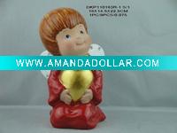 Wholesale Ceramic red glaze water christmas angel with heart
